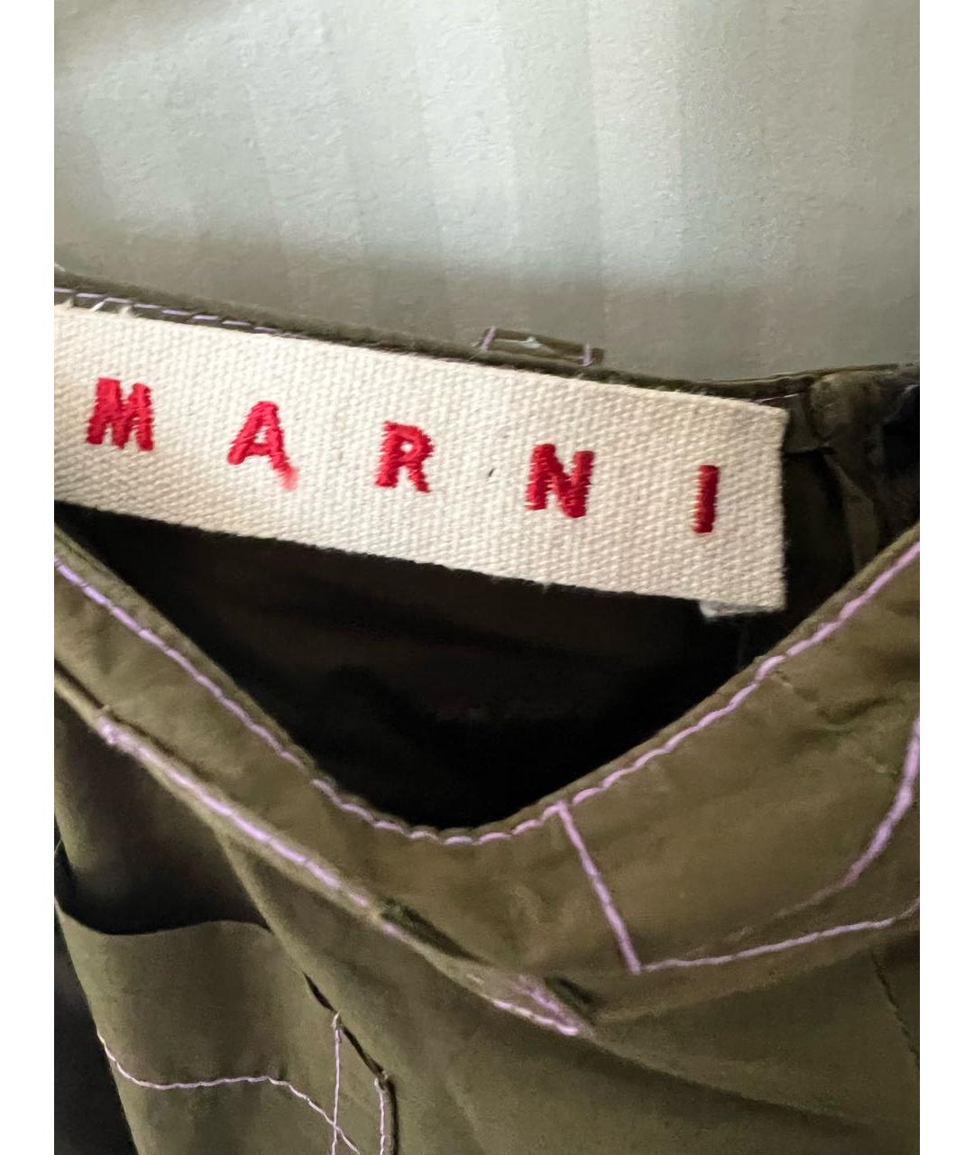 MARNI Хаки хлопковая юбка миди, фото 3