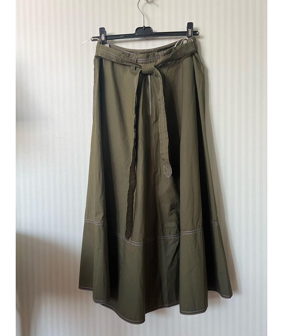 MARNI Хаки хлопковая юбка миди, фото 2