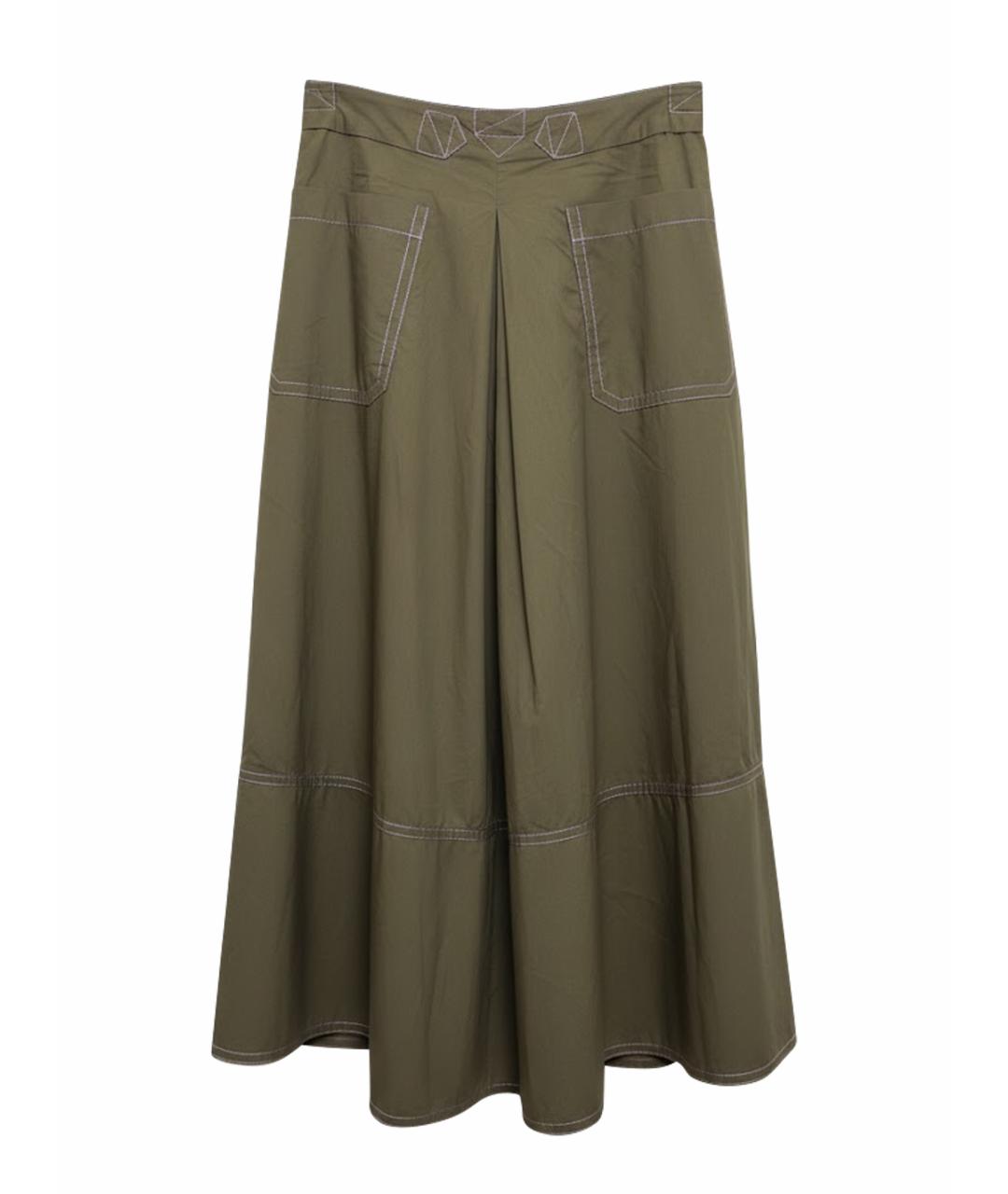MARNI Хаки хлопковая юбка миди, фото 1