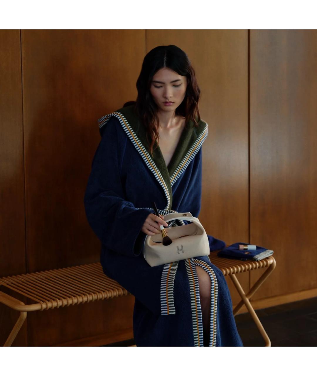 HERMES Бежевая хлопковая косметичка, фото 3