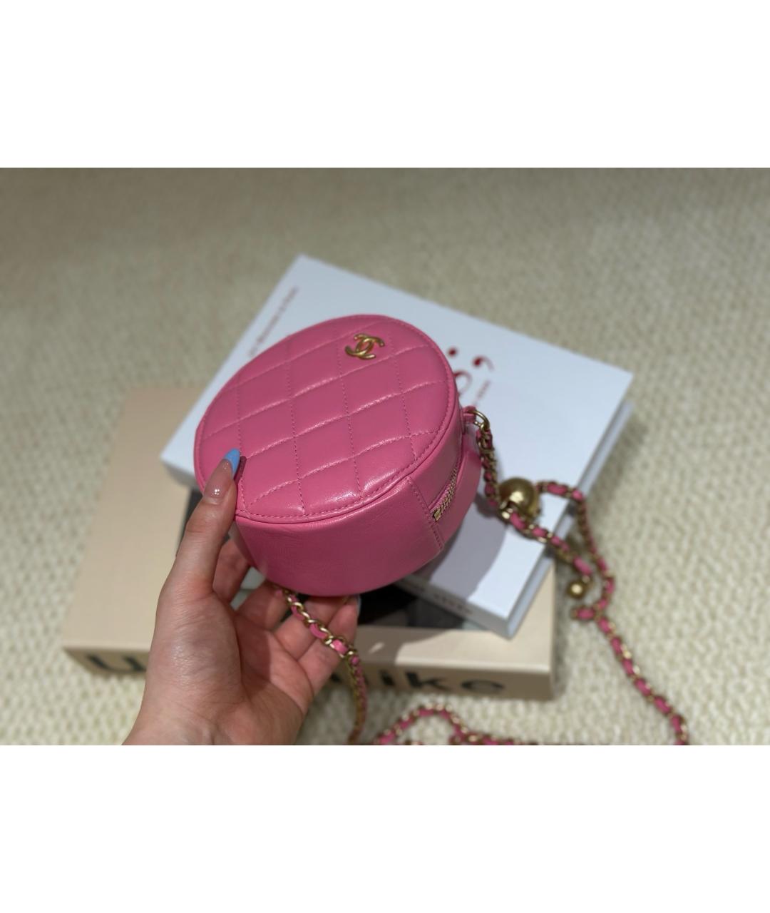 CHANEL Розовая кожаная сумка через плечо, фото 3