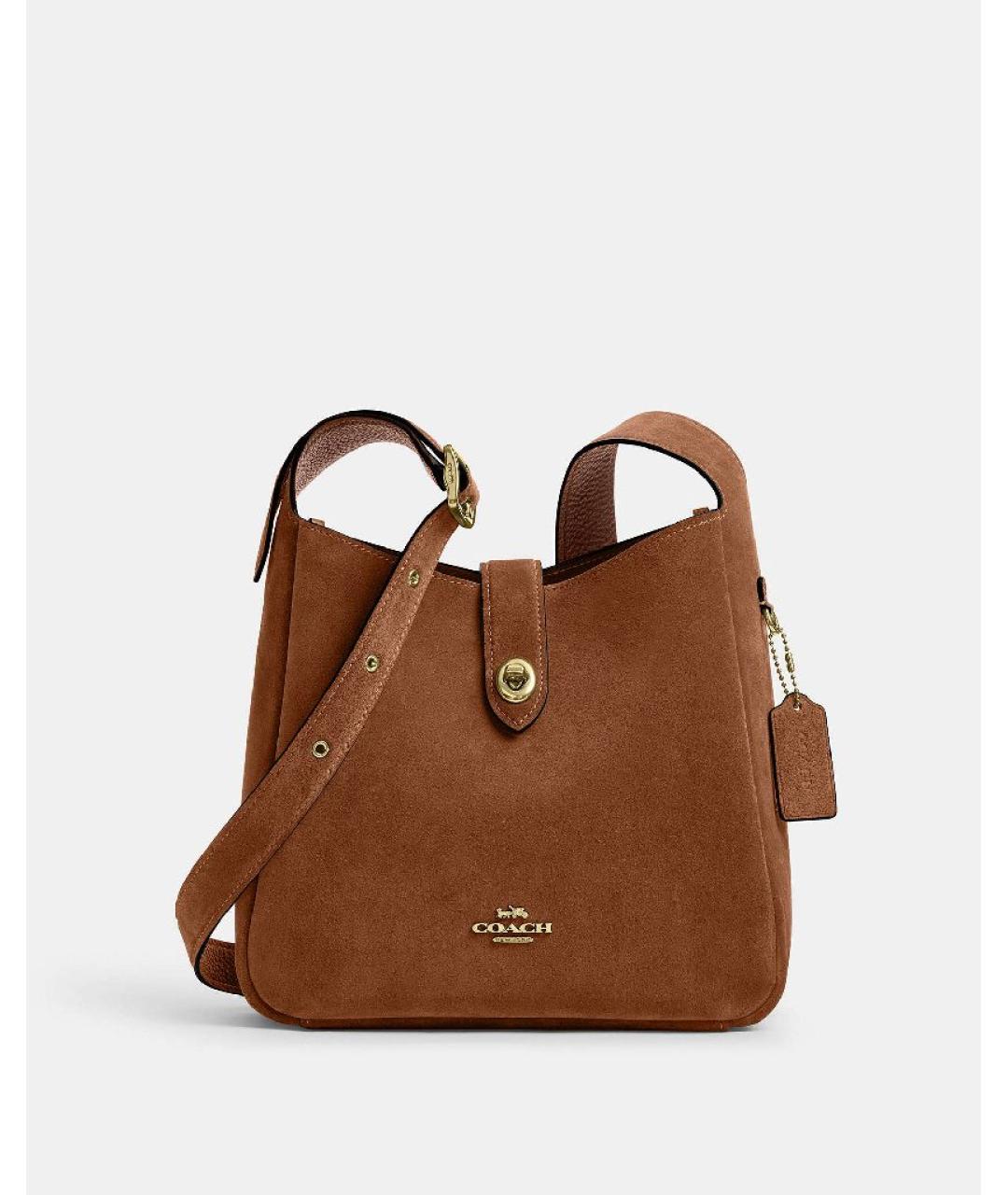 COACH Коричневая замшевая сумка через плечо, фото 10