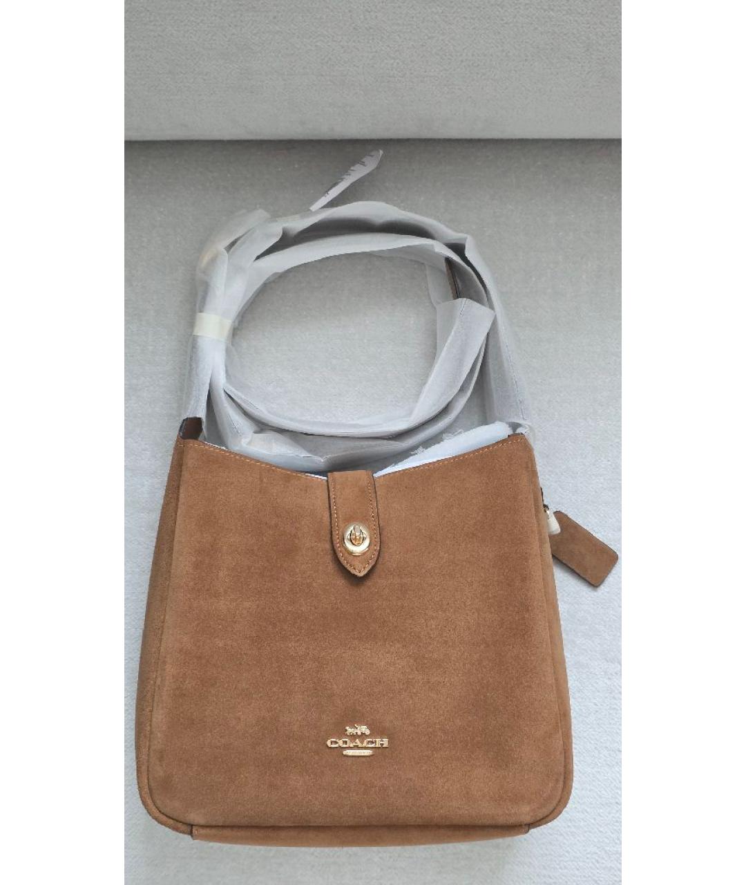 COACH Коричневая замшевая сумка через плечо, фото 5