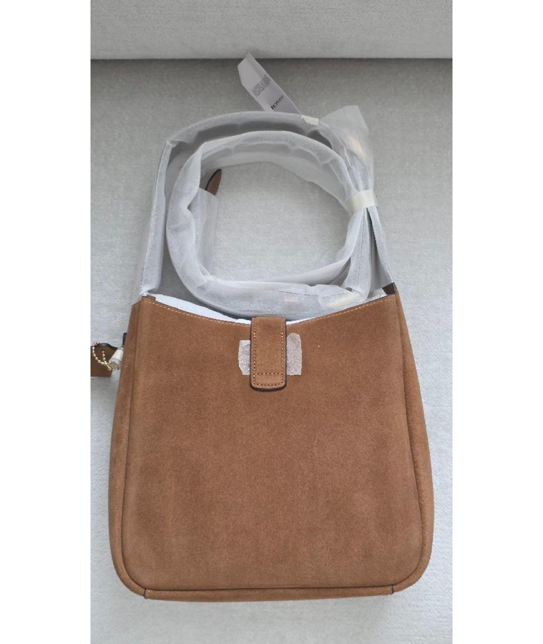 COACH Коричневая замшевая сумка через плечо, фото 6