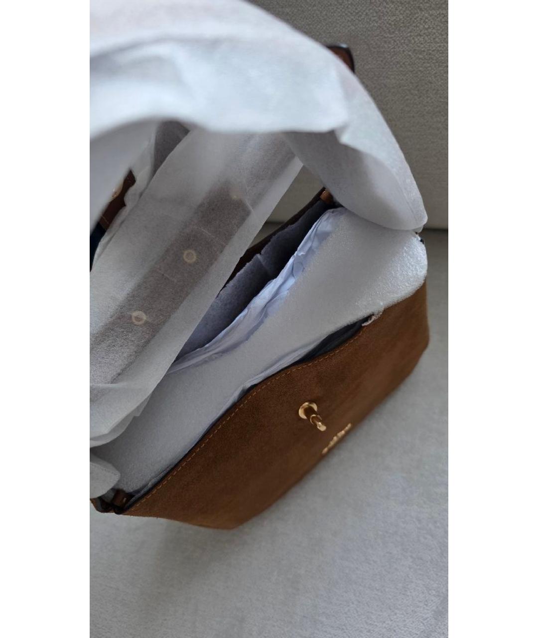 COACH Коричневая замшевая сумка через плечо, фото 7