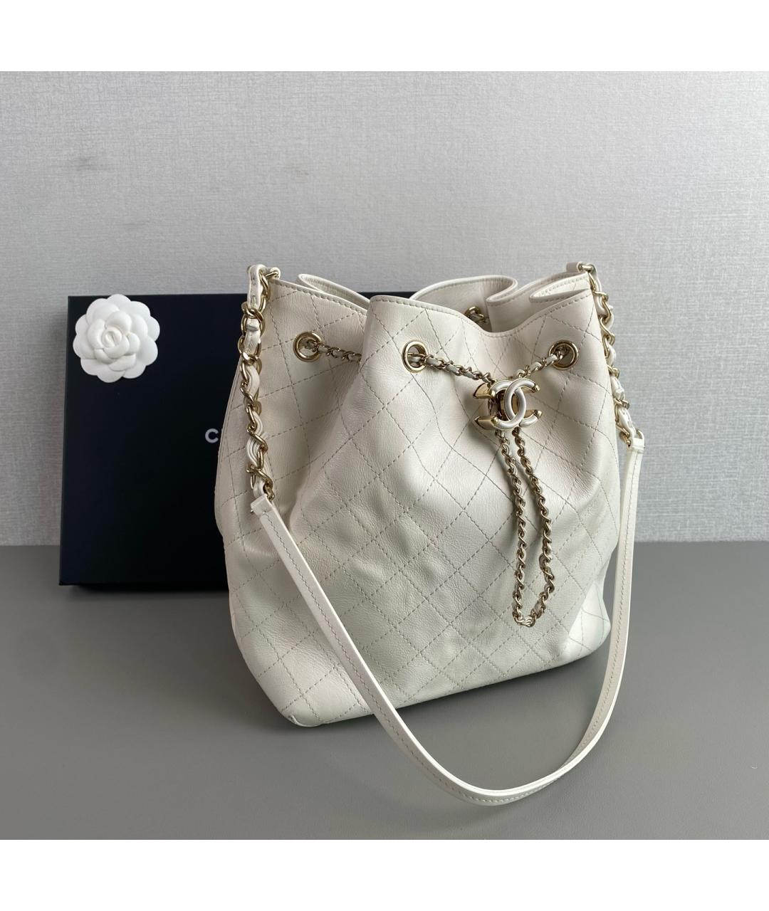 CHANEL Белая кожаная сумка тоут, фото 2