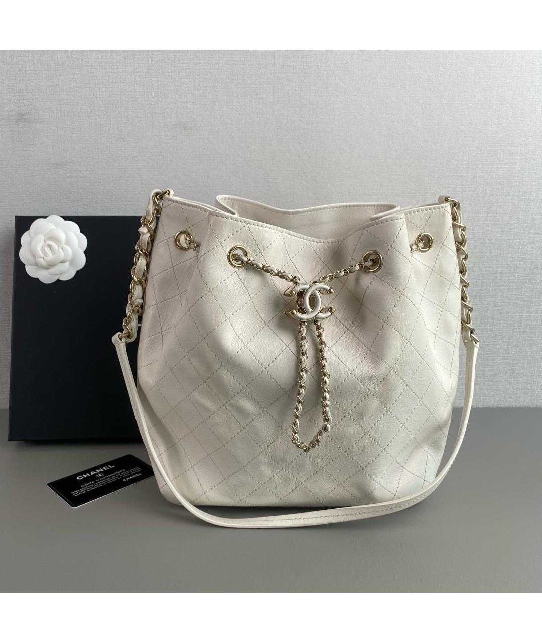 CHANEL Белая кожаная сумка тоут, фото 7