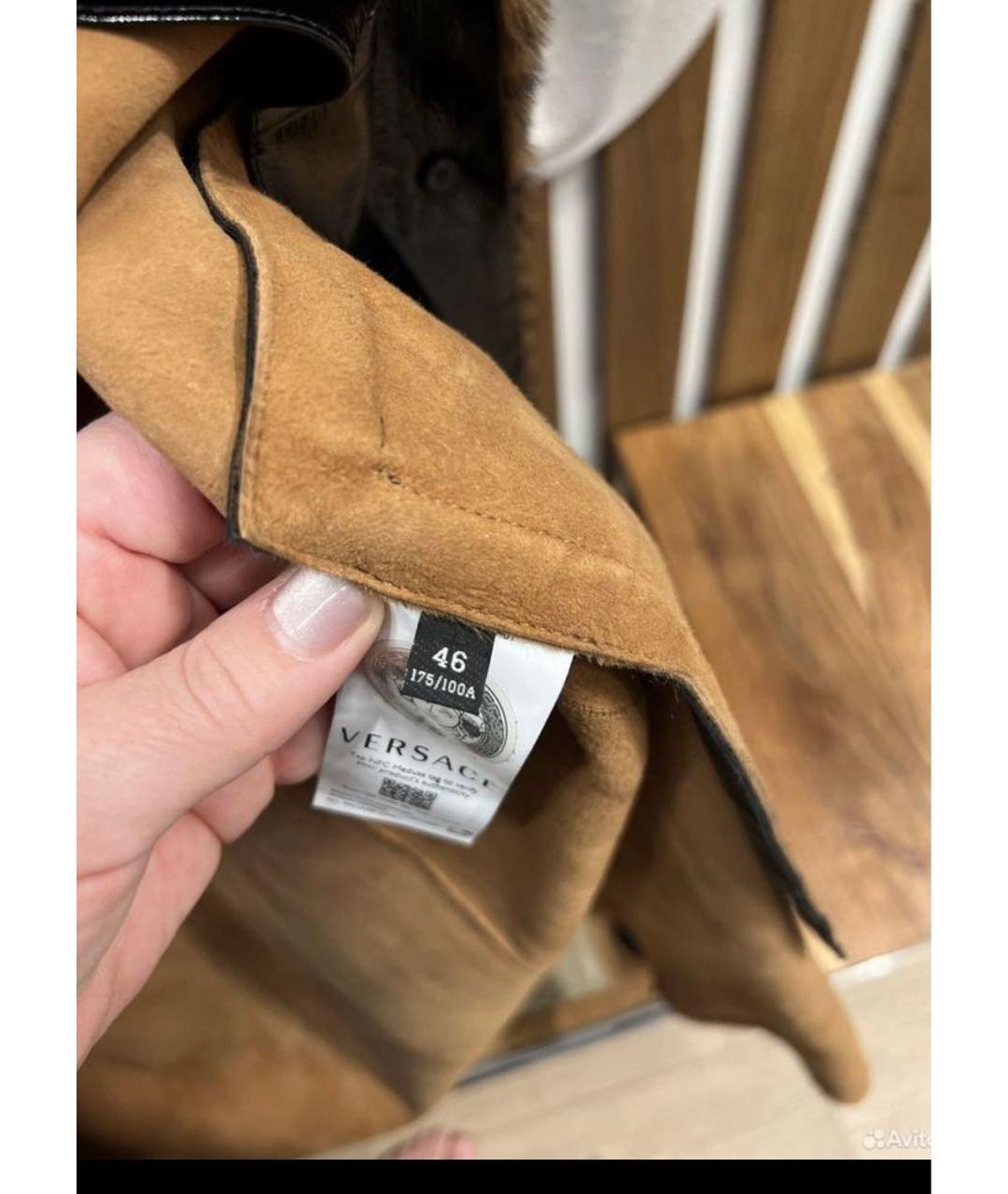 VERSACE Коричневая кожаная дубленка, фото 3