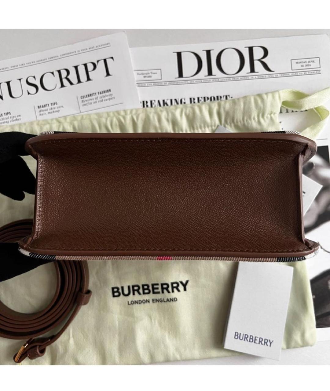 BURBERRY Коричневая кожаная сумка через плечо, фото 5