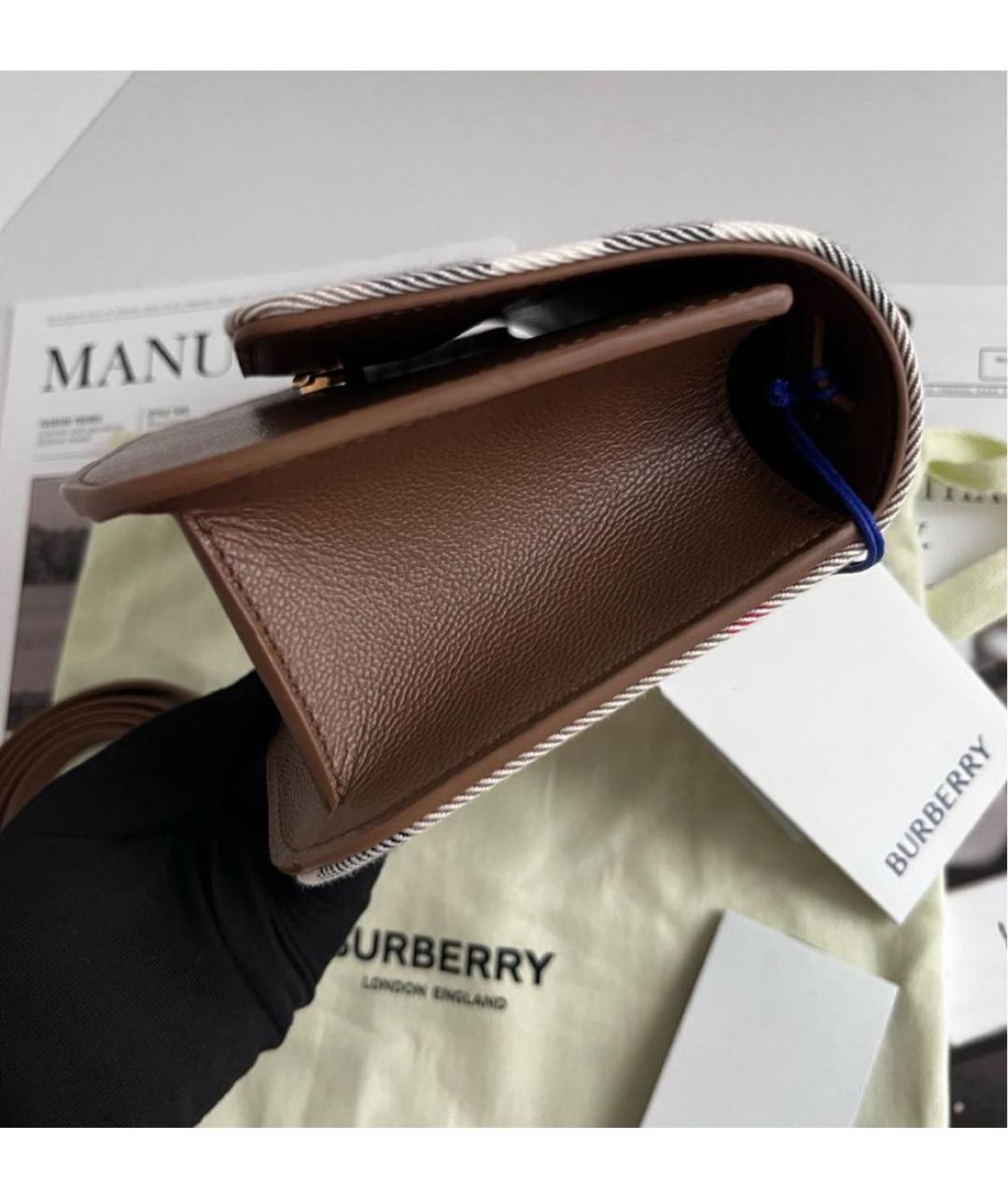 BURBERRY Коричневая кожаная сумка через плечо, фото 6