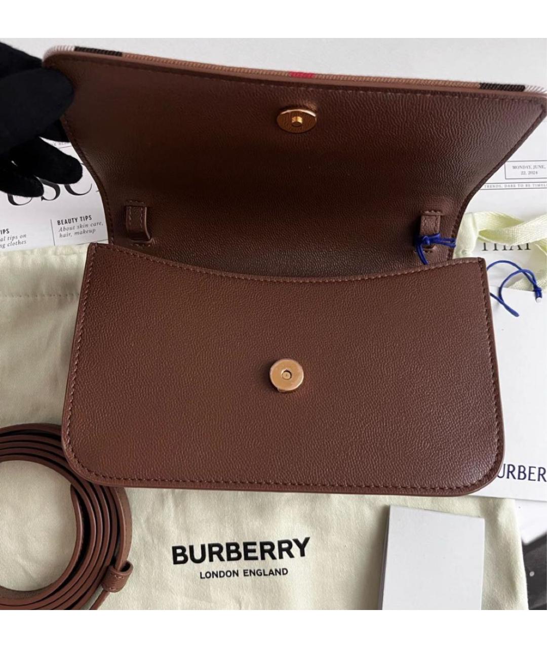 BURBERRY Коричневая кожаная сумка через плечо, фото 7