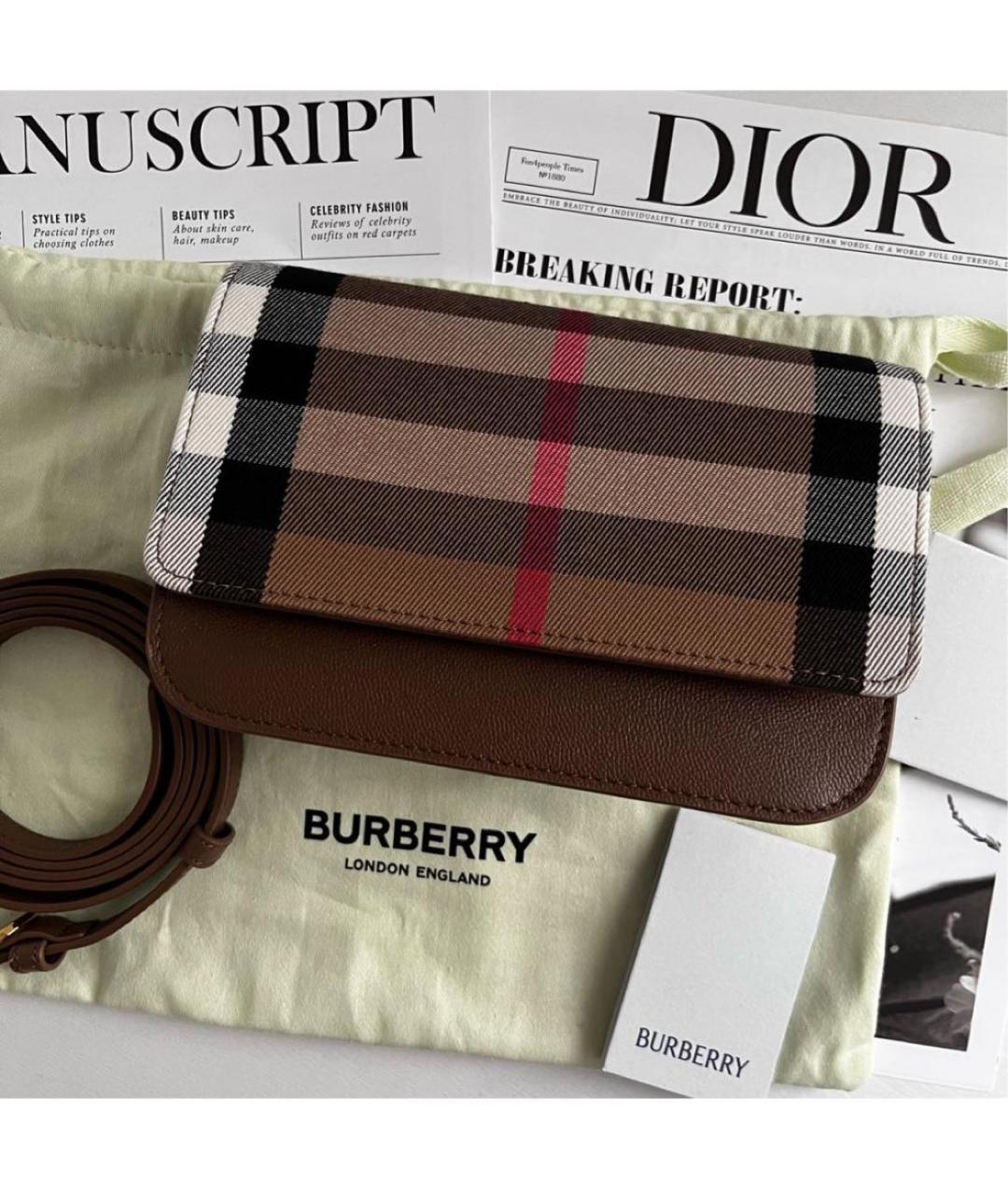 BURBERRY Коричневая кожаная сумка через плечо, фото 2