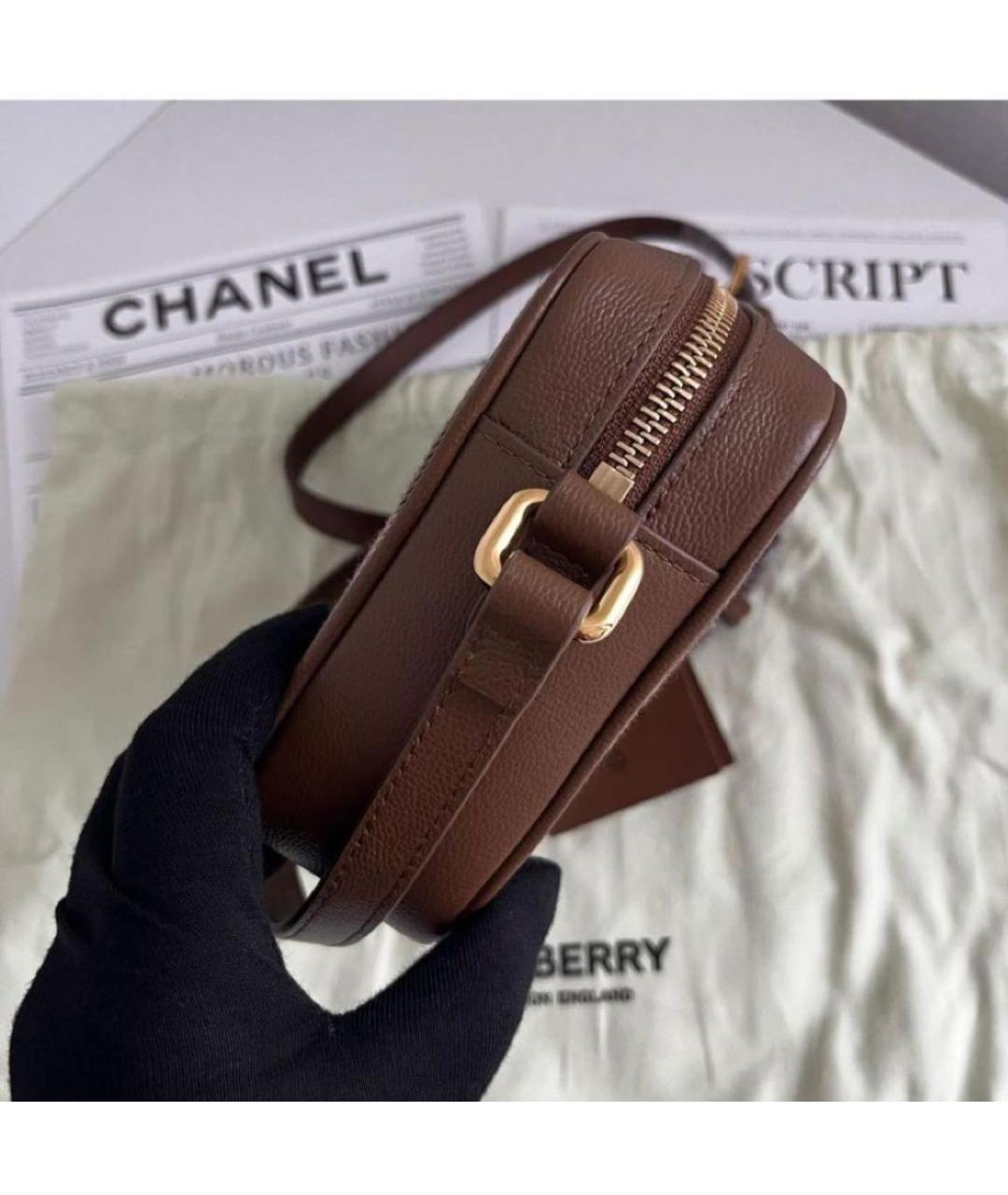 BURBERRY Коричневая кожаная сумка через плечо, фото 7