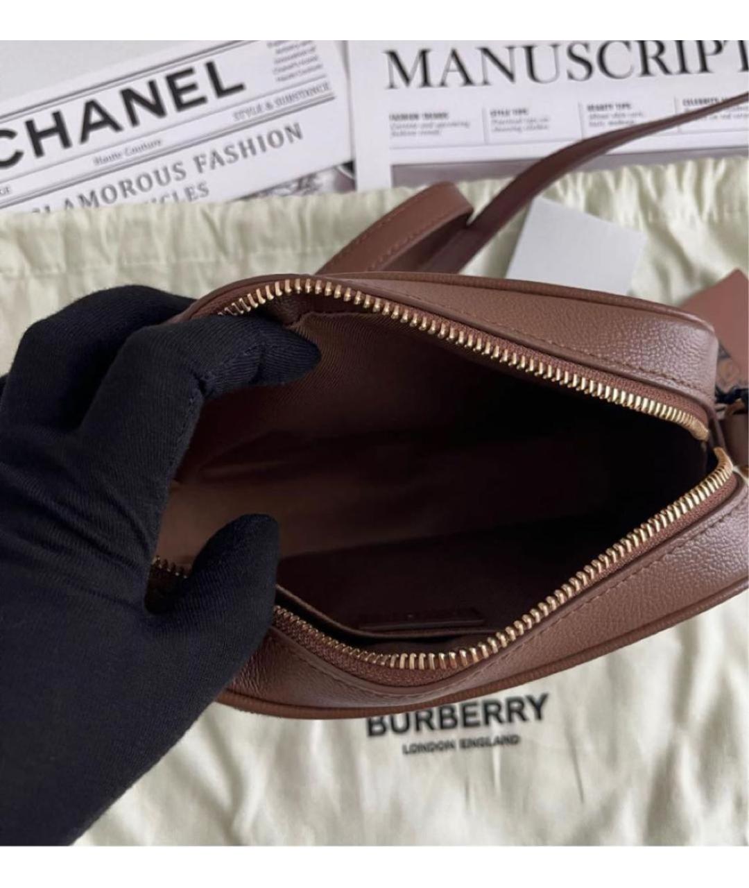 BURBERRY Коричневая кожаная сумка через плечо, фото 4