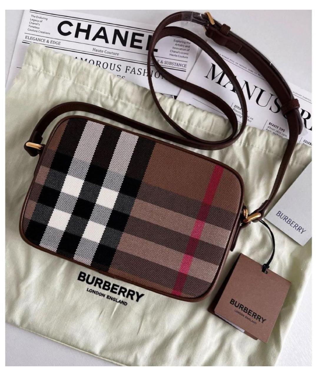 BURBERRY Коричневая кожаная сумка через плечо, фото 2