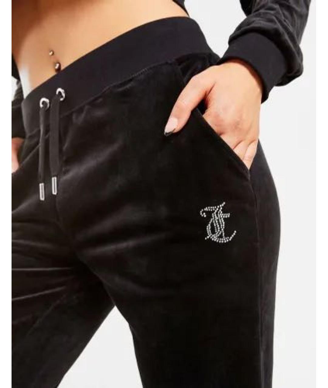 JUICY COUTURE Черные велюровые прямые брюки, фото 4