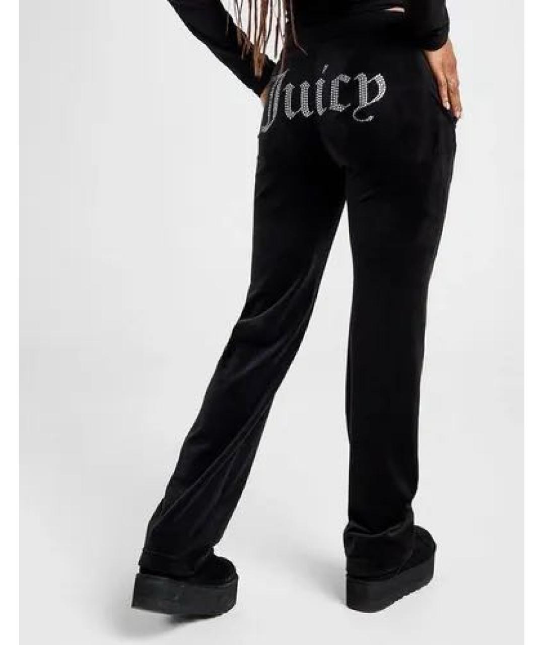 JUICY COUTURE Черные велюровые прямые брюки, фото 2