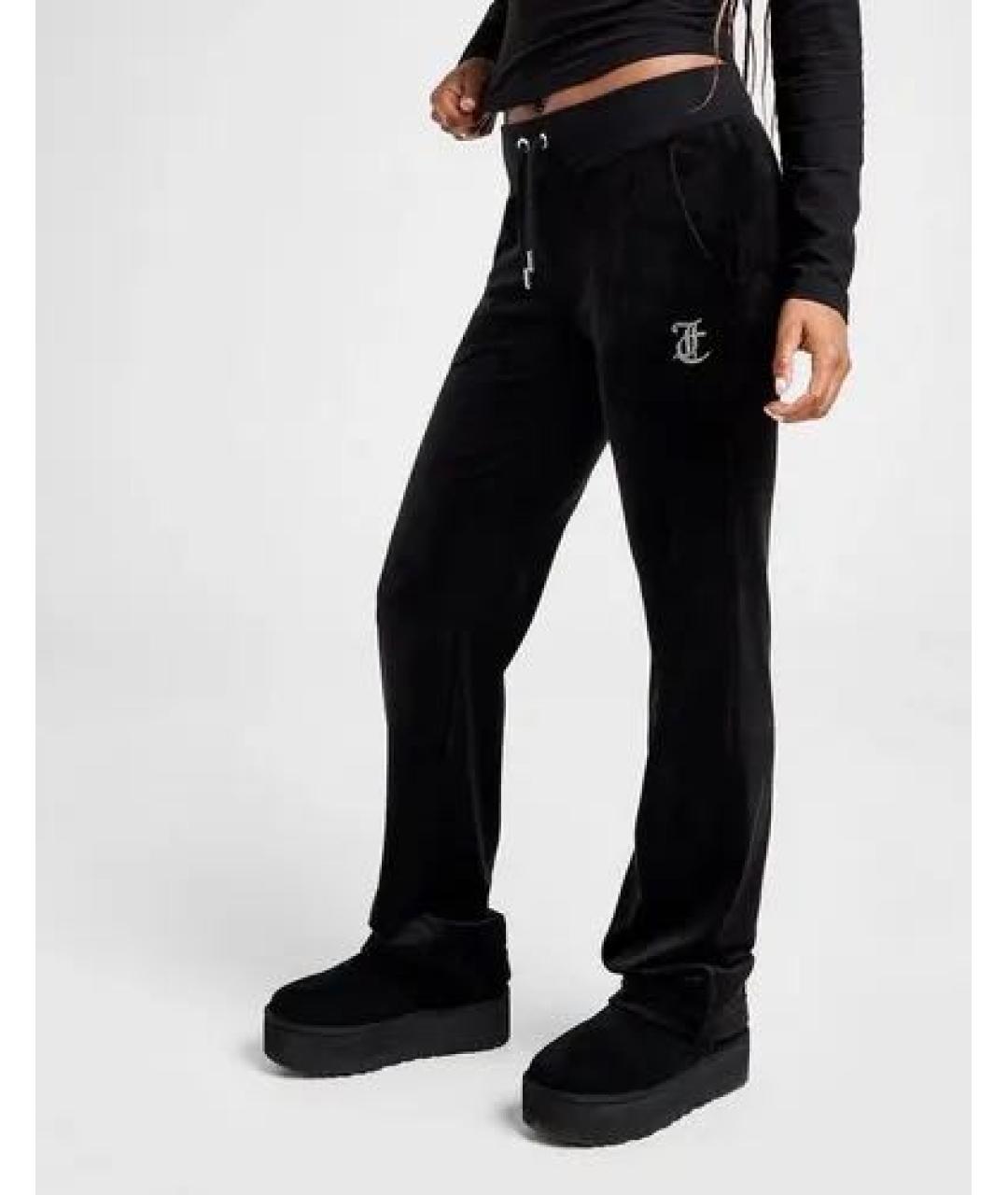 JUICY COUTURE Черные велюровые прямые брюки, фото 6