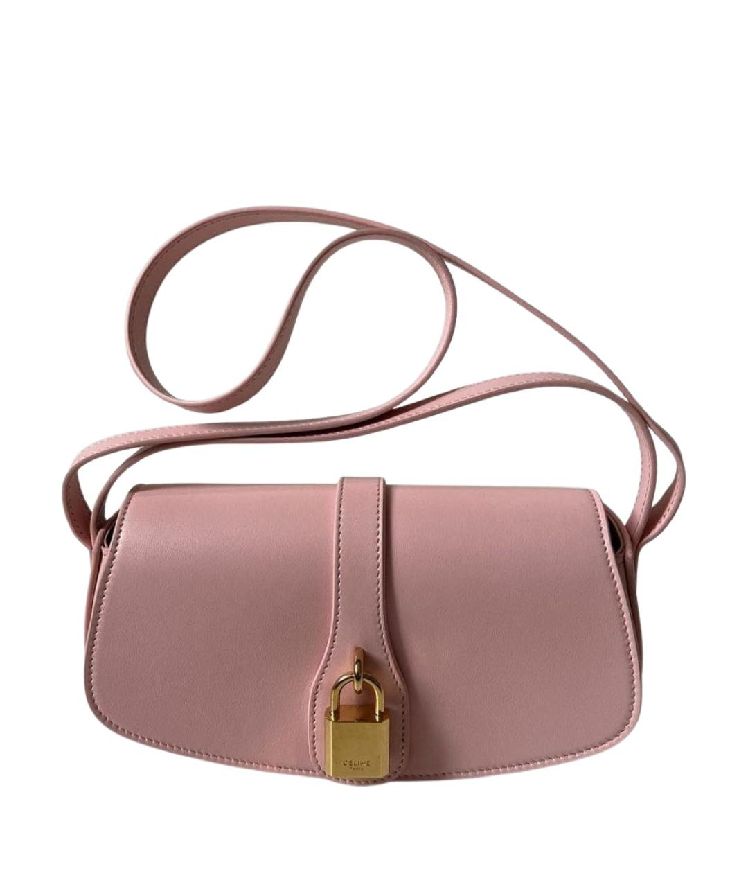 CELINE Розовая кожаная сумка через плечо, фото 1