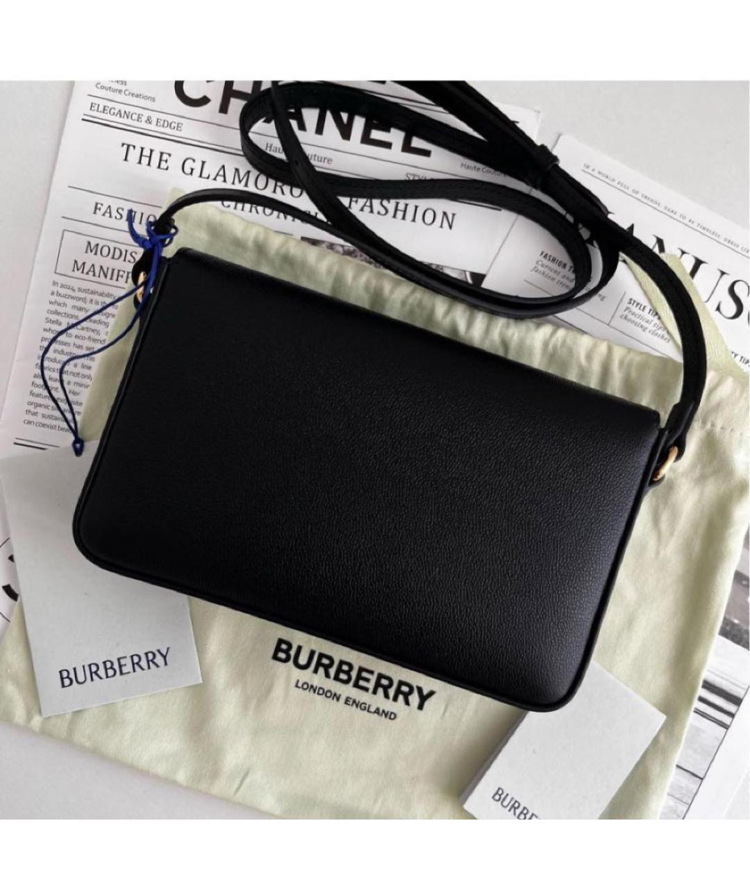 BURBERRY Черная кожаная сумка через плечо, фото 3