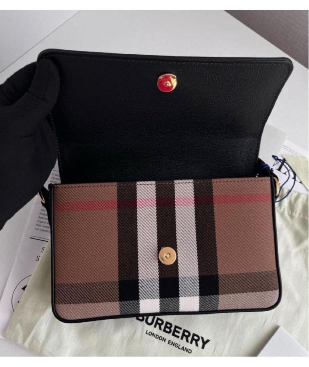 BURBERRY Черная кожаная сумка через плечо, фото 4