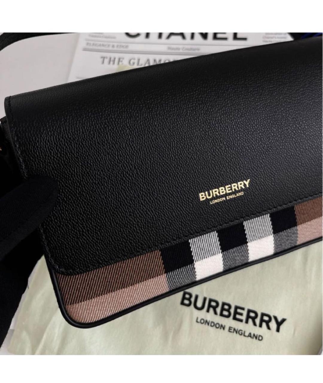 BURBERRY Черная кожаная сумка через плечо, фото 5