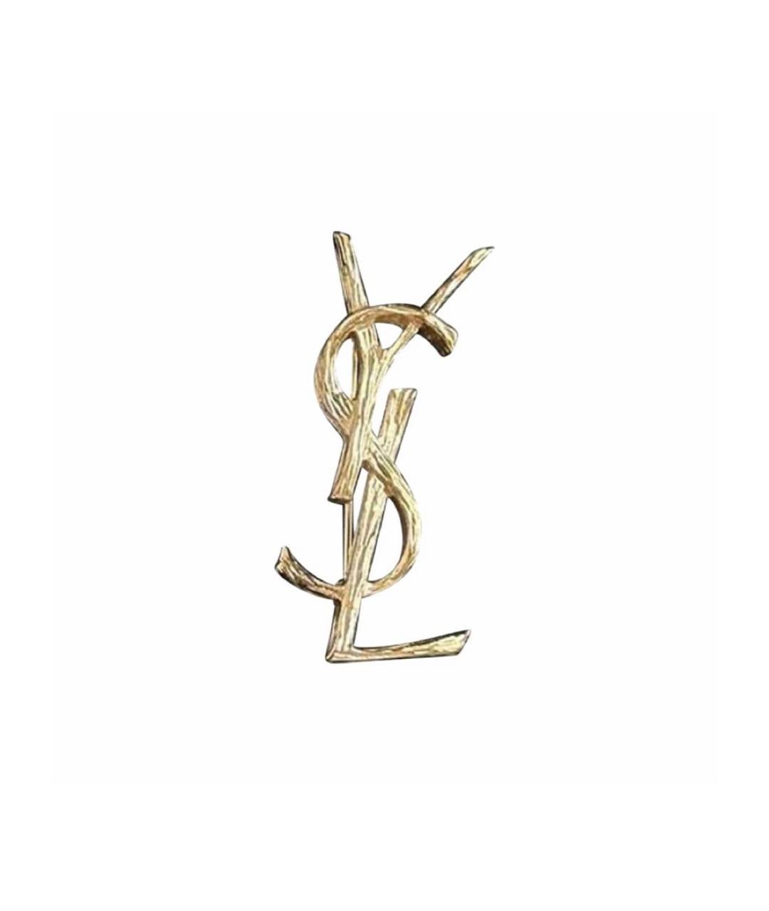 SAINT LAURENT Золотая латунная булавка / брошь, фото 1