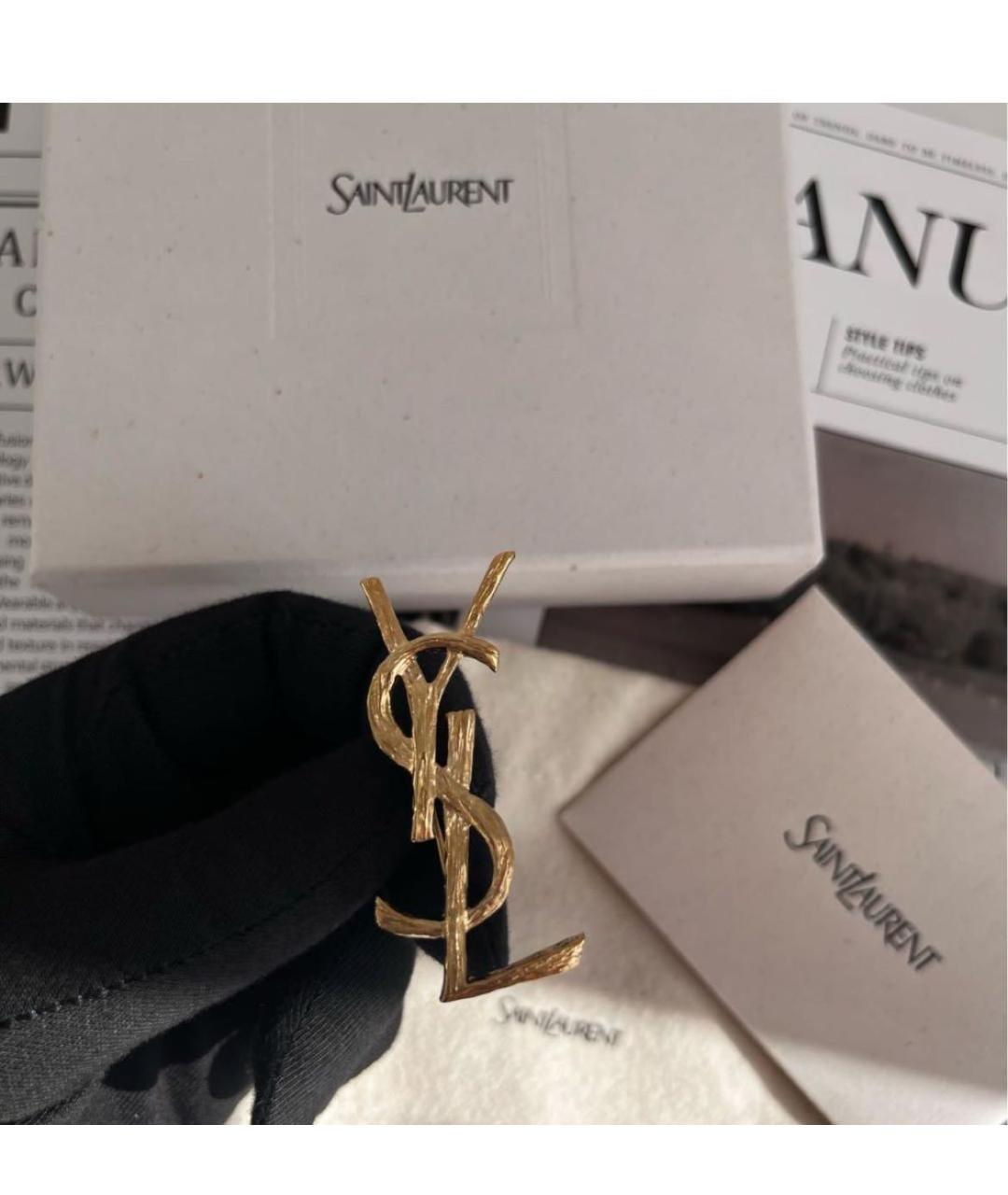 SAINT LAURENT Золотая латунная булавка / брошь, фото 5