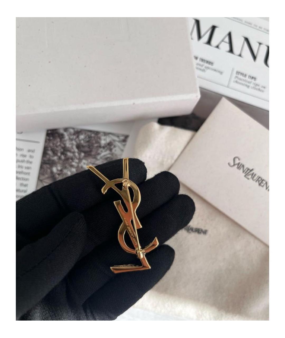 SAINT LAURENT Золотая латунная булавка / брошь, фото 3