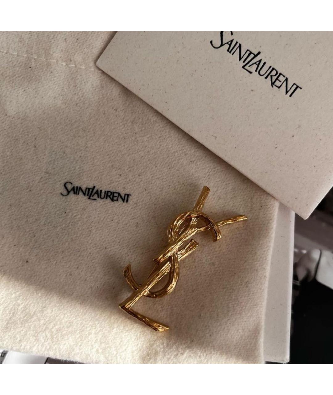 SAINT LAURENT Золотая латунная булавка / брошь, фото 7