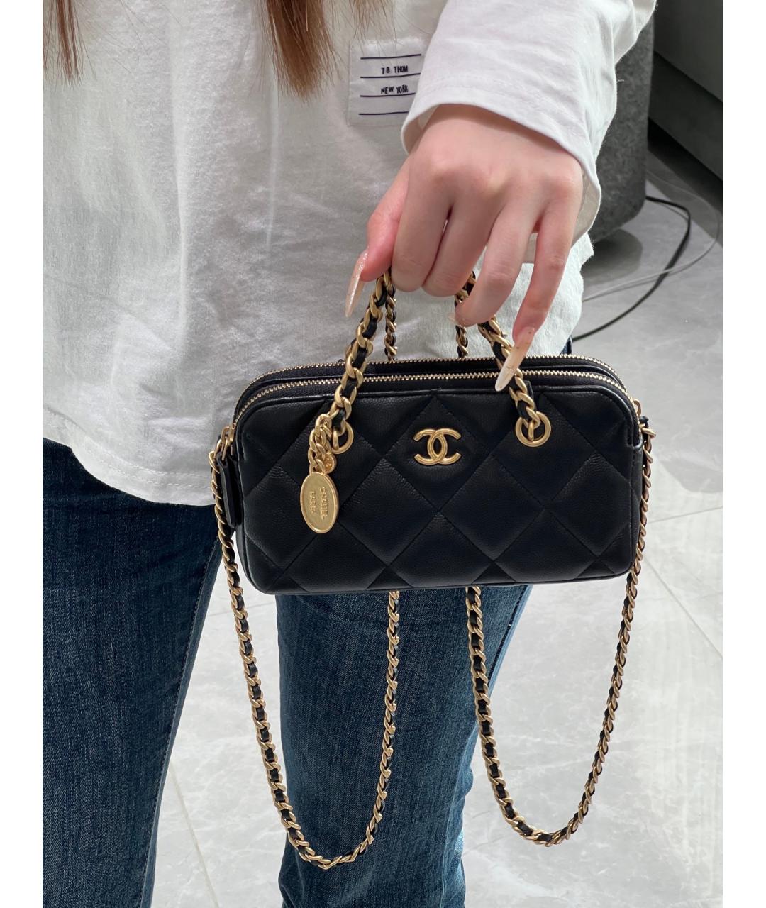 CHANEL Черная кожаная сумка через плечо, фото 8