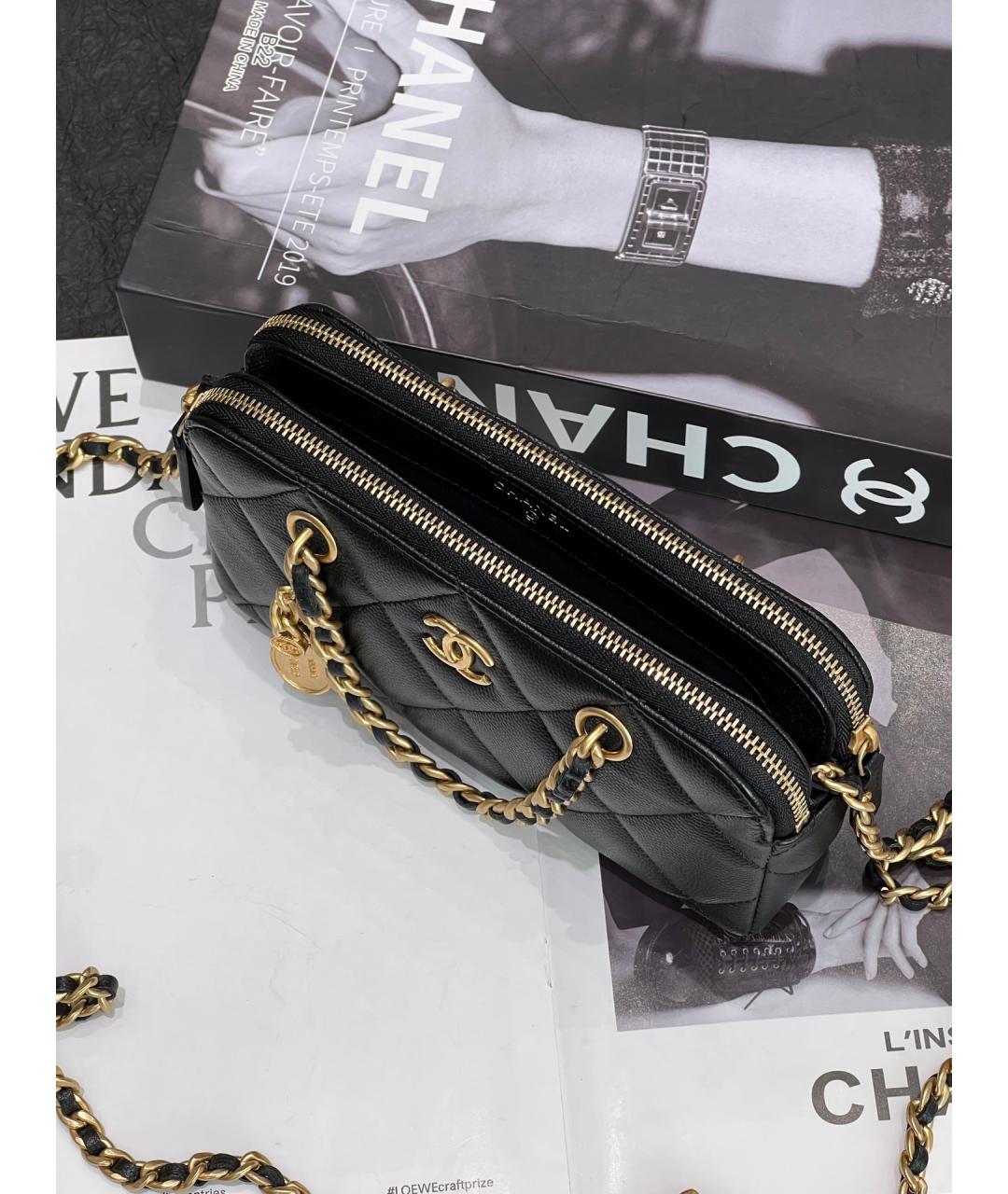 CHANEL Черная кожаная сумка через плечо, фото 6