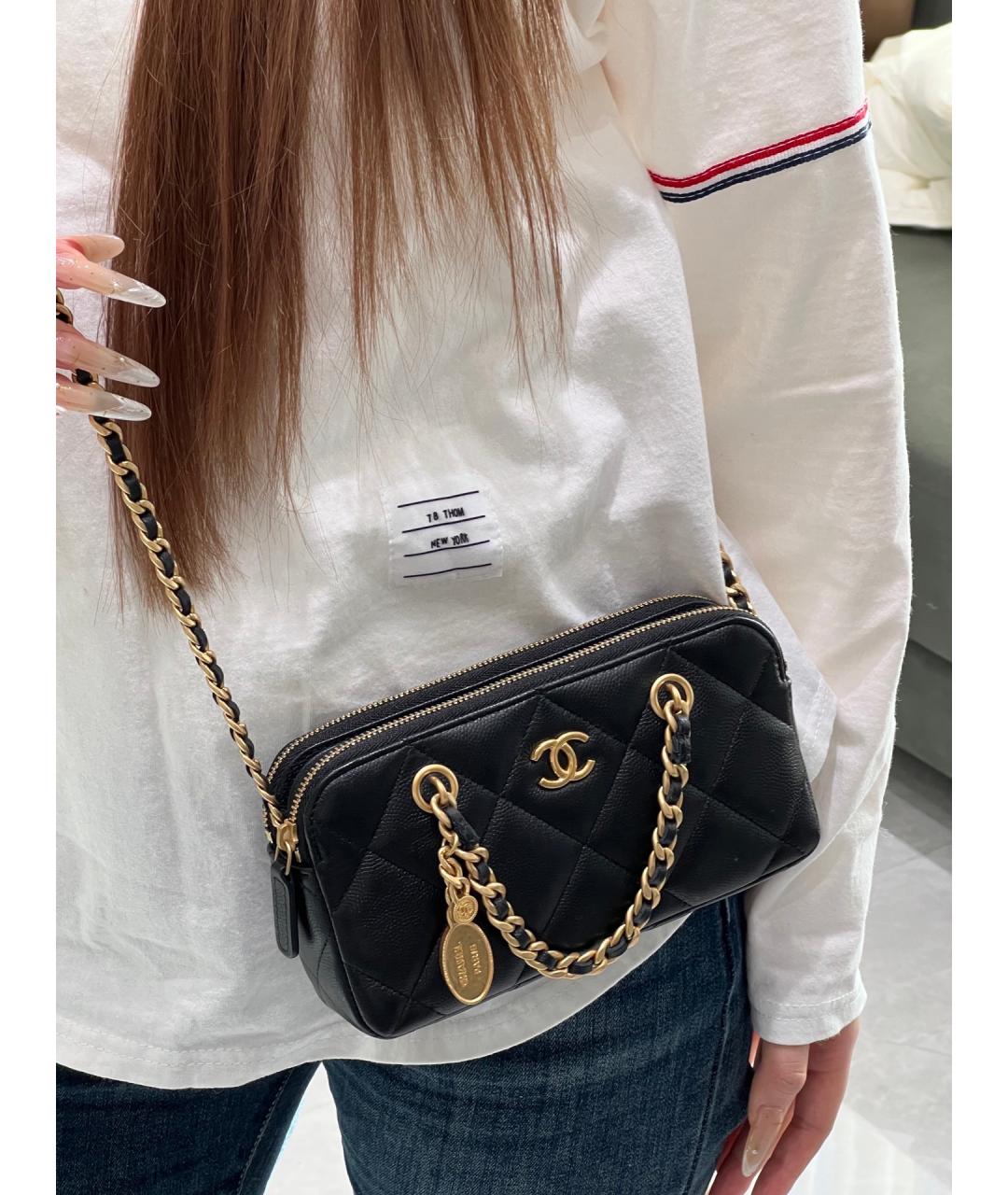 CHANEL Черная кожаная сумка через плечо, фото 9