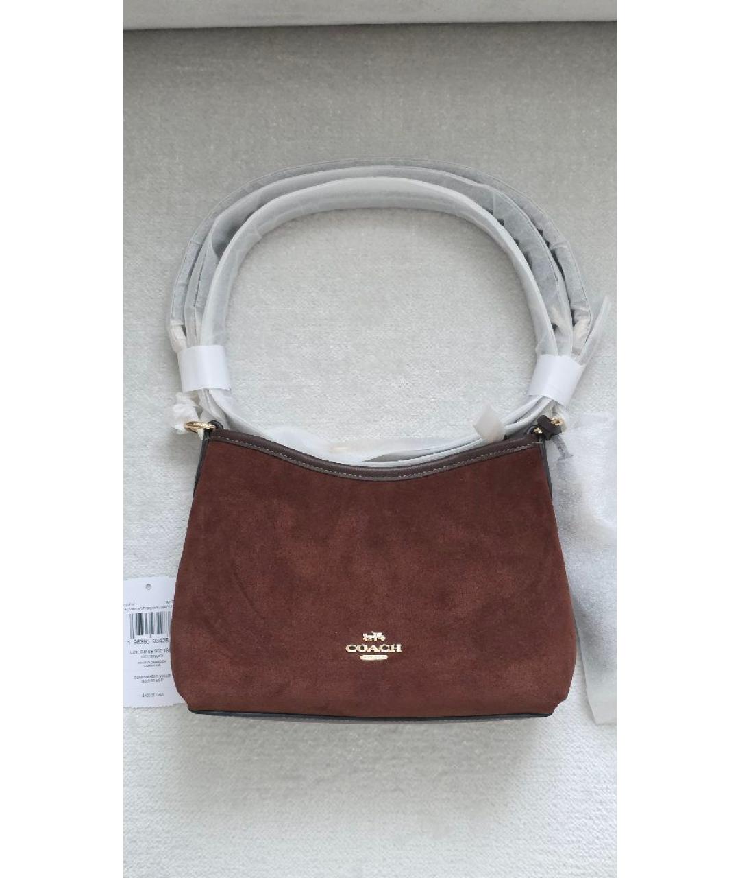 COACH Коричневая замшевая сумка через плечо, фото 6