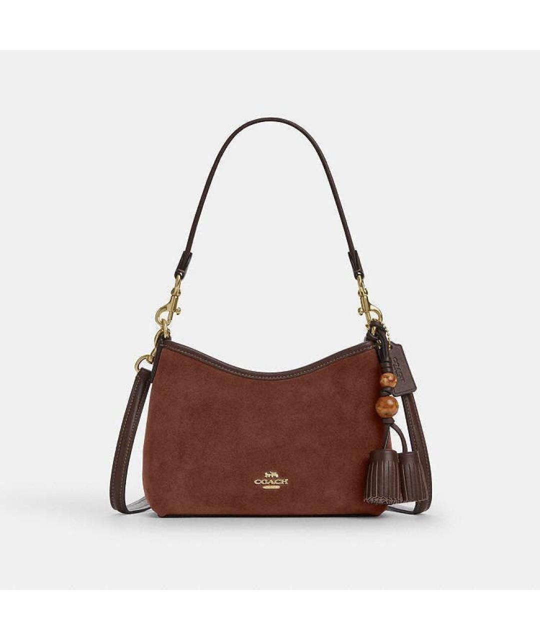COACH Коричневая замшевая сумка через плечо, фото 10
