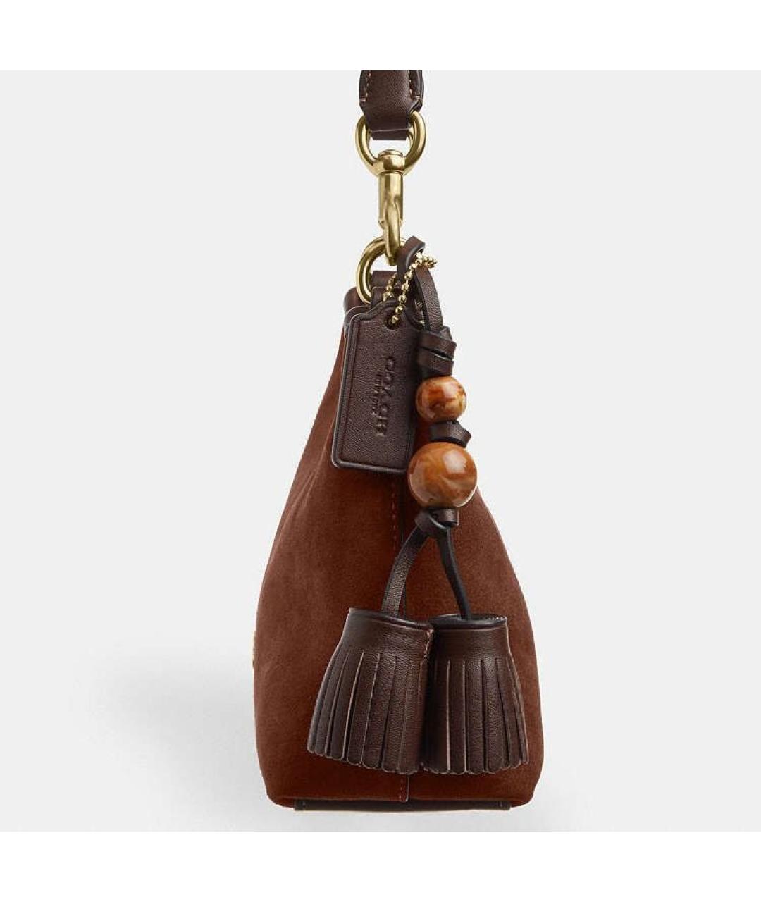 COACH Коричневая замшевая сумка через плечо, фото 3