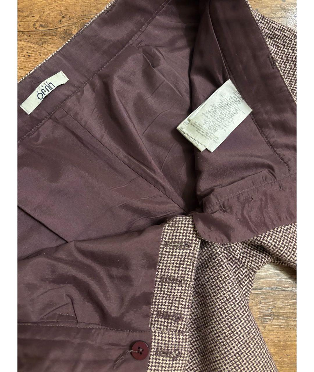 LIU JO Бордовые шерстяные брюки узкие, фото 7