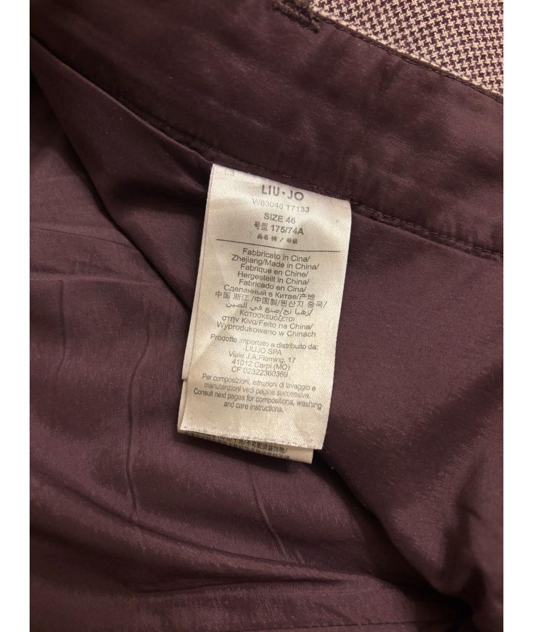 LIU JO Бордовые шерстяные брюки узкие, фото 6