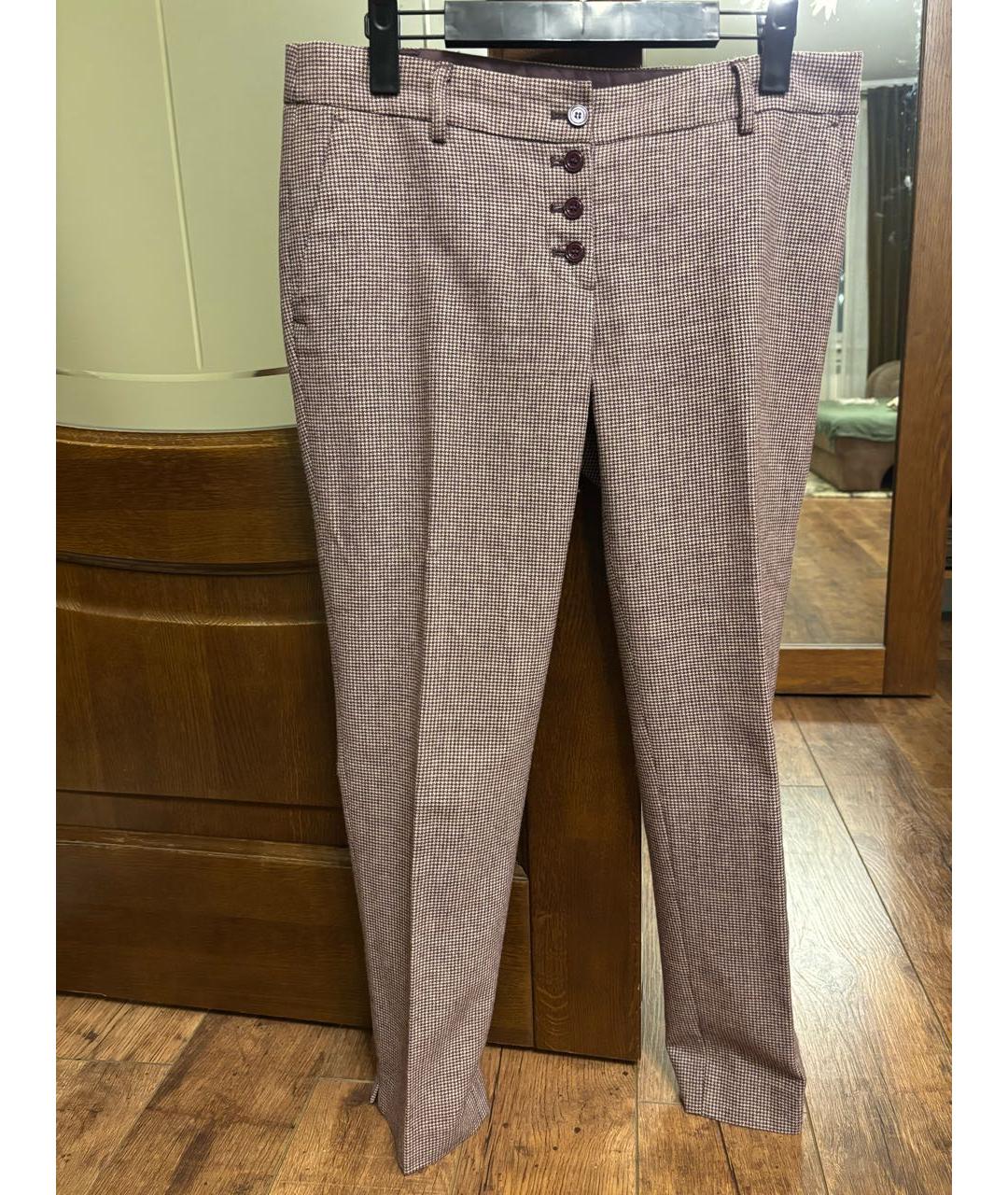 LIU JO Бордовые шерстяные брюки узкие, фото 2