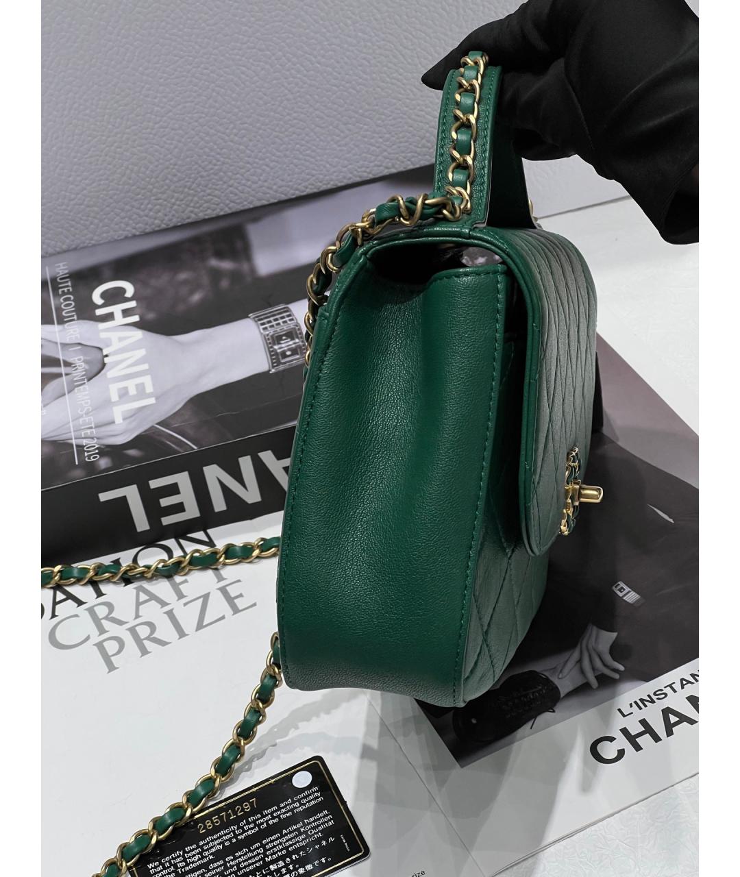 CHANEL Зеленая кожаная сумка через плечо, фото 4