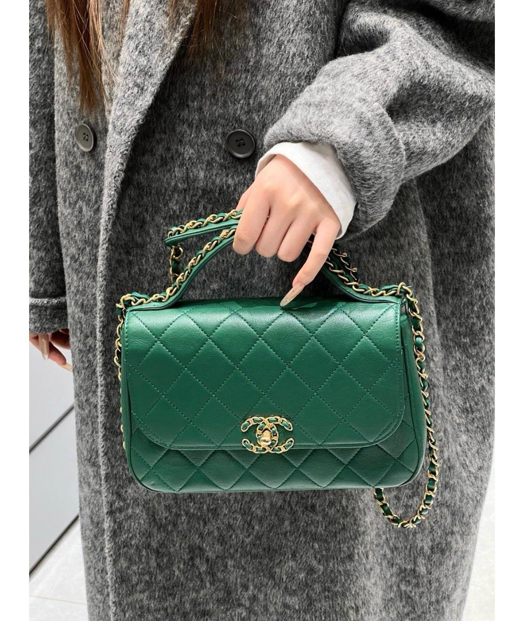 CHANEL Зеленая кожаная сумка через плечо, фото 8