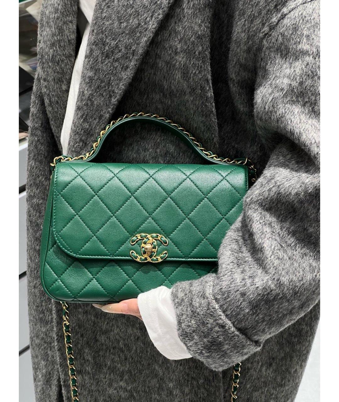 CHANEL Зеленая кожаная сумка через плечо, фото 7