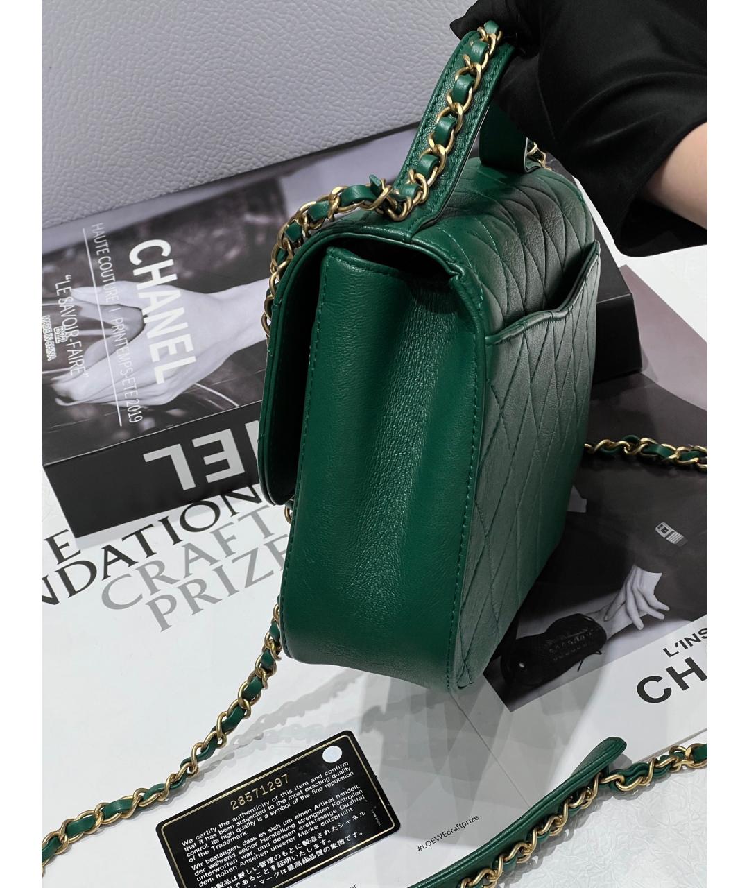 CHANEL Зеленая кожаная сумка через плечо, фото 3