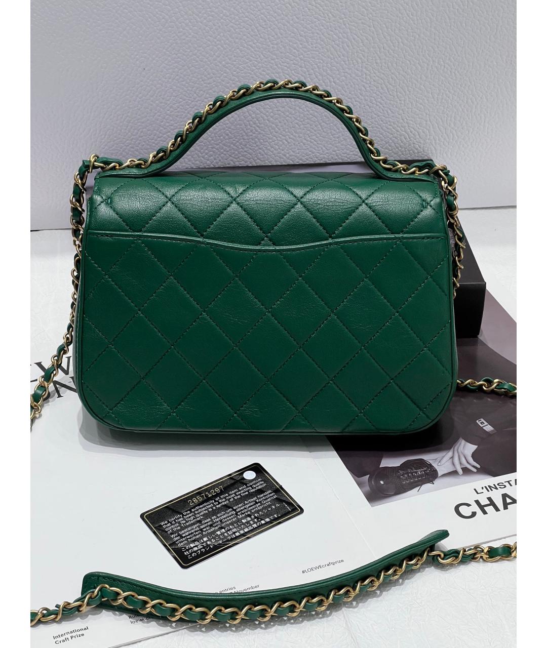 CHANEL Зеленая кожаная сумка через плечо, фото 2