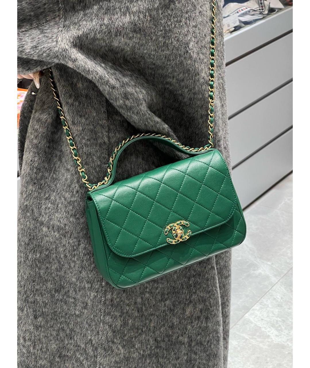 CHANEL Зеленая кожаная сумка через плечо, фото 9