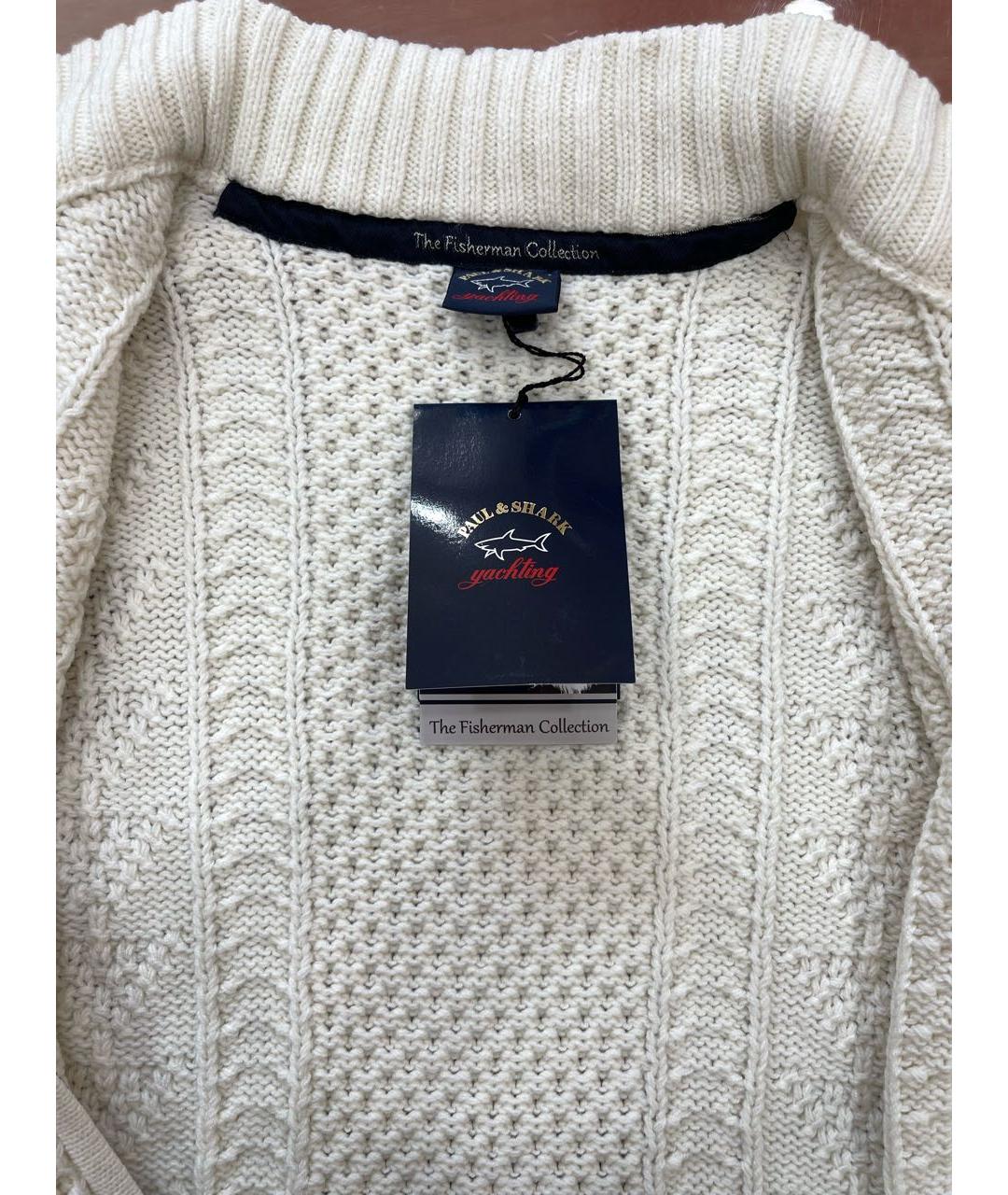 PAUL & SHARK Белый шерстяной кардиган, фото 3