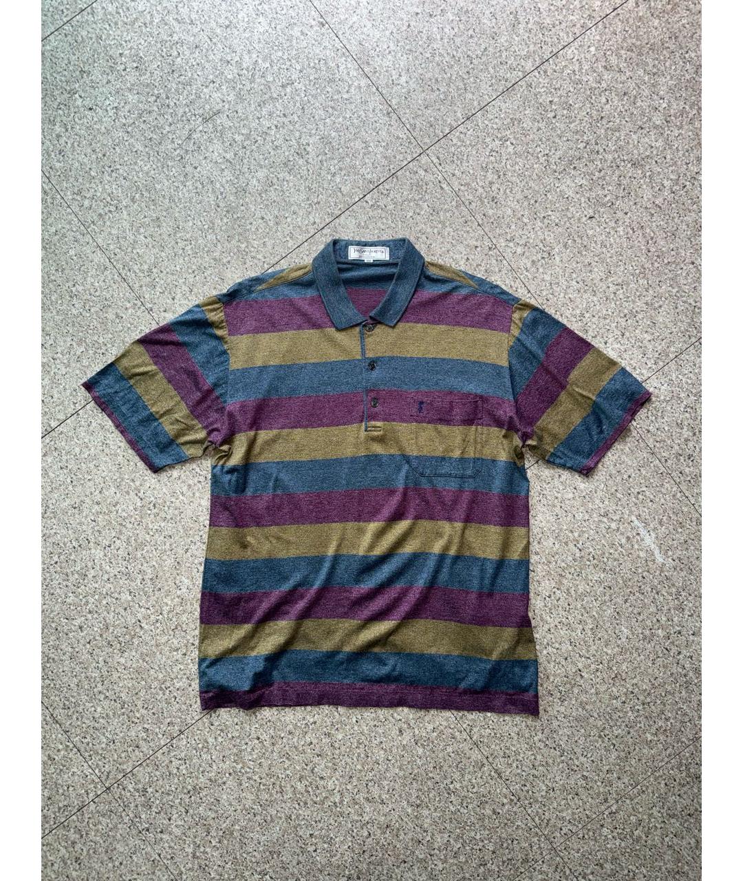 SAINT LAURENT Мульти хлопковое поло с коротким рукавом, фото 9