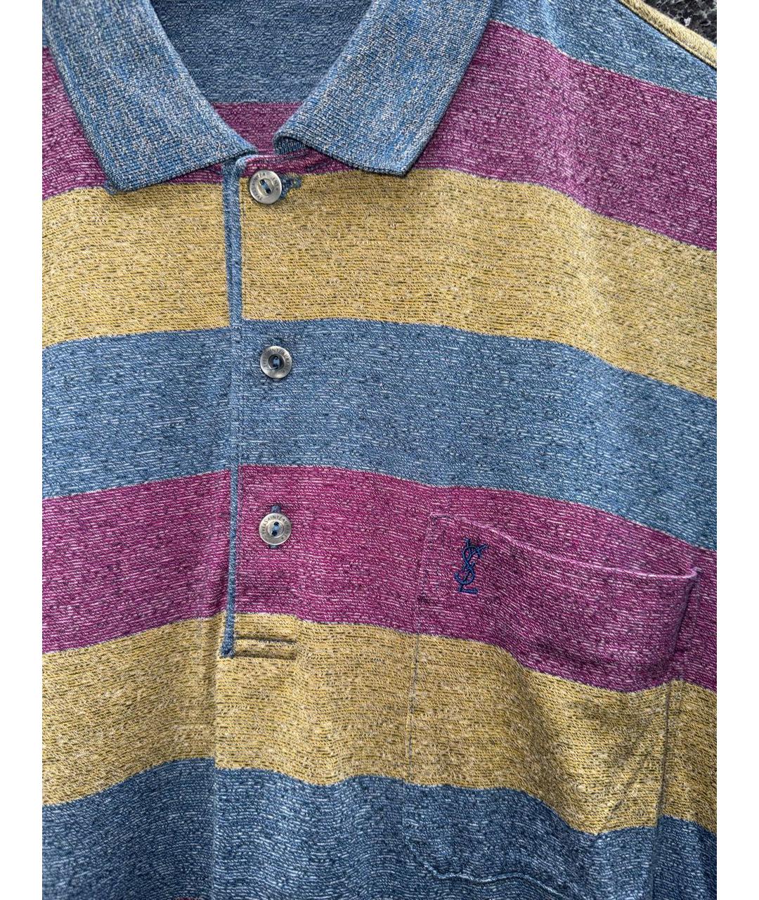 SAINT LAURENT Мульти хлопковое поло с коротким рукавом, фото 4