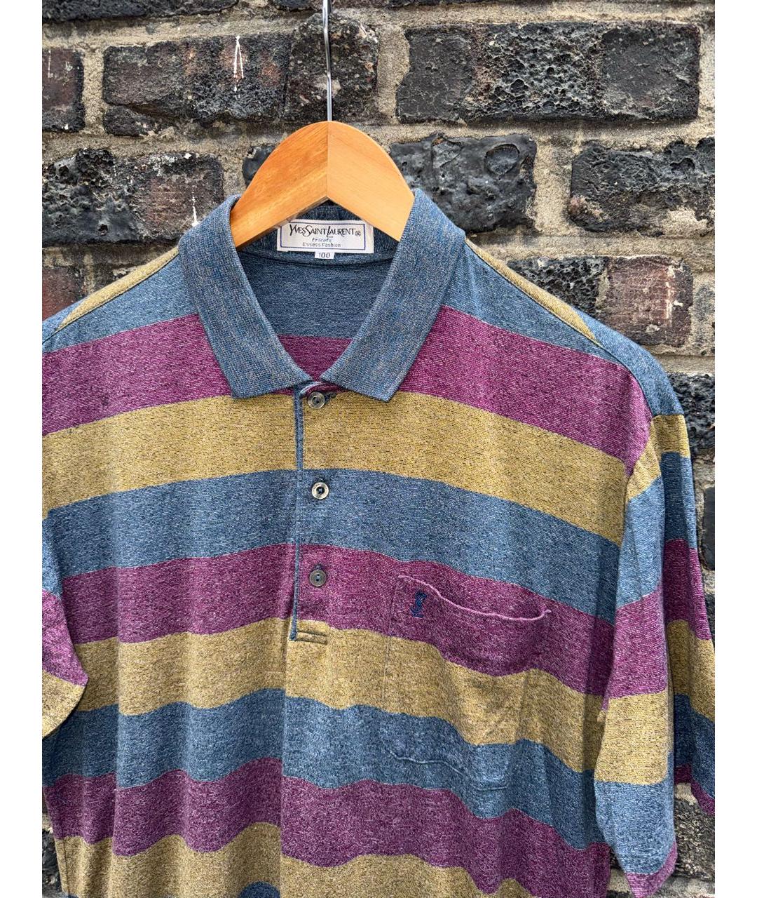 SAINT LAURENT Мульти хлопковое поло с коротким рукавом, фото 3