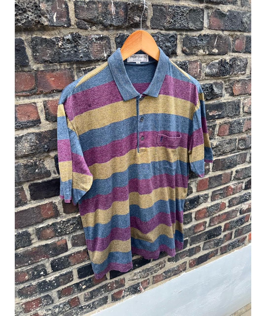 SAINT LAURENT Мульти хлопковое поло с коротким рукавом, фото 6